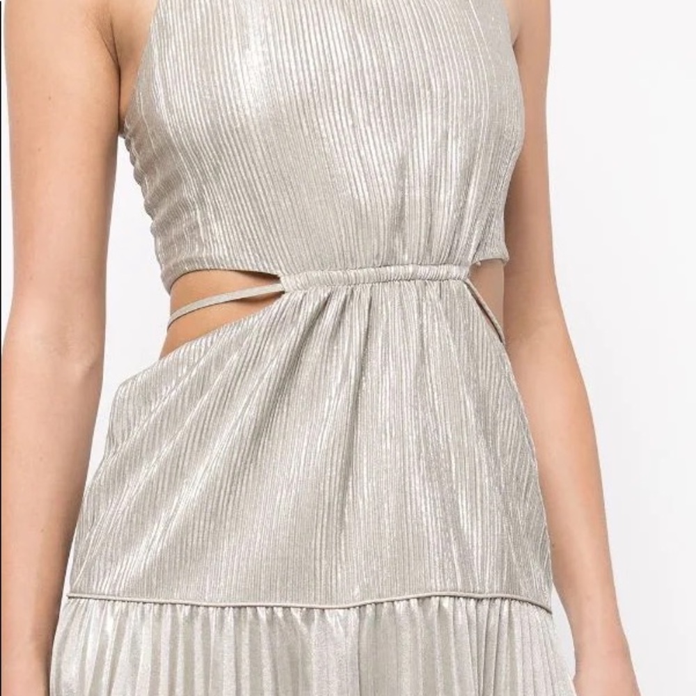 JONATHAN SIMKHAI Daisy cutout plissé-lamé maxi dress NWT - Picture 7 of 12